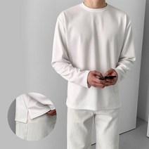 에이치베이직 남자레이어드티 목안늘어나는티 두꺼운 분또 스판 트임 티셔츠