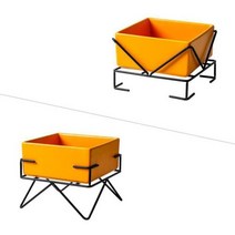 고양이 세라믹 음식 물 그릇 높은 작은 개 먹이 접시 철 스탠드 강아지 새끼 대용량 피더, yellow square