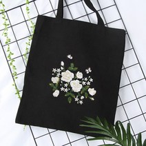 에코백 꽃 자수 diy 집콕 취미 생활 잡순이 공예 초보, 화이트 로즈2[패키지+모조대나무 자수스트레치]