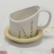 도자기 종이컵홀더 주문제작 노랑사발꽃 컵홀더, 컵홀더+잔받침+상호명or메세지