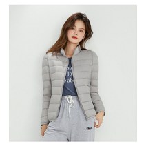여성용 울트라 라이트 90% 화이트 덕 다운 재킷 긴 소매 파카 소프트 패브릭 짧은 탑 코트 윈드브, 04 GRAY
