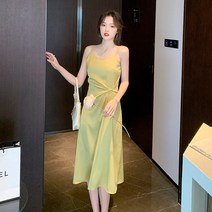FLI 실제 샷 아세테이트 새틴 카미솔 드레스 여성 여름 2022 새로운 하이 -엔드 감각 내부 녹색 프랑스 긴 치마 ZA-235796