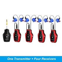 2.4GHz 이어 모니터 무선 시스템 6 채널 송신기 및 수신기 라이브 쇼 밴드 리허설 DJ 장비 용 개인 IEM, 04 With 4 Receivers