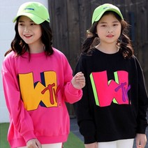 리틀소녀 컬러티비오버핏맨투맨 주니어 쥬니어 여아 티셔츠