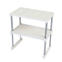 Pyunri 다용도 조립식 2단 선반 블랙/베이지 41cm 60cm, 기본(41cm), 베이지