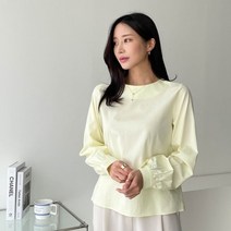 심플 라운드 벌룬 코튼 블라우스
