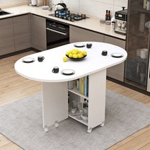 이동식 접이식 테이블 식탁 확장형 바퀴달린 모던 사각 원형, 05.1.2m 화이트 원형