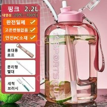 온플 대용량 스포츠 물병 2L 피트니스 싸이클 쉐이크 등산 캠핑 보틀 물통, 블랙,화이트,핑크,투명, 핑크 2.2L [끓는물 OK]