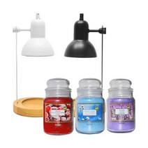 오로라 캔들워머 페탈리캔들 라지자 세트(전구 포함), 오로라 블랙+페탈리-화이트머스크