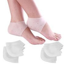 4쌍 젤 힐 프로텍터 남성 및 여성용 통기성 실리콘 프로텍터 힐 패드 쿠션 치유 건조하고 갈라진 모이스처라이징 힐 컵 힐 통증 족저근막염 물집 방지, 기본