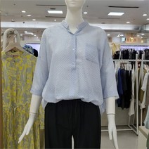 스테파니 DP01 도트 무늬 헨리넥 블라우스 A23SH3207