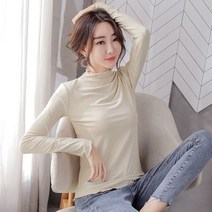 날달여 여성 봄 여름 가을 겨울 긴팔 반폴라 블라우스 티셔츠