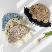 시폰셔링버킷모자 봄여성모자 골프여름모자 시원한, 소라