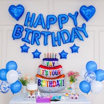 연지마켓 생일풍선 생일파티용품 세트, 캔들케이크 세트(손펌프)