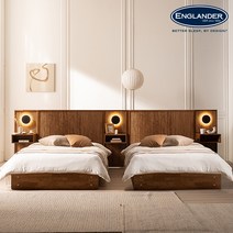 잉글랜더 그라치아 템바보드 원목 호텔 트윈 수납 침대+협탁1EA(Sweet Slumber 스탠다드 매트-SS+SS), 침대(SS+SS)+Sweet 스탠다드(SS+SS), 침대(내츄럴원목)+매트(베이지)