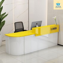 카운터테이블 안내데스크 데스크 사무용 업무용 계산대 카페 책상 카운터 테이블 인포 매장 회사용 미용 식당용 접수대, 화이트+옐로우(왼쪽 높음)