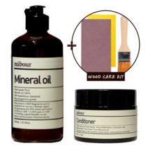 누보어 키트C 나무 도마 관리 오일 왁스 컨디셔너 원목 라탄 캄포 미네랄 오일링 전용, 프리미엄 키트D