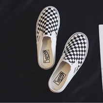 CØupang ⁀‿⁀블랙 앤 화이트 체크무늬 슬립온 패션 운동화 슬립온 여성슬립온 발편한운동화 여자슬립온 밴드슬립온Ｇo질라몰