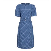 SI (씨) 벨티드 체크 A라인 원피스 (SEOAE2527)