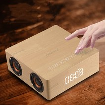 jmhme 블루투스 스피커 무선 고음질 휴대용 시계 컴퓨터 스피커 사운드바 USB 메모리 지원 선물, JMHME-YX196Q5C골드우드