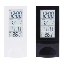 DYNN 투명 LCD 캘린더 온도 시계 무소음 디지털 탁상 알람, 투명LCD캘린더온도시계-화이트