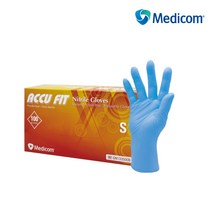 메디컴 요리용 편한 니트릴 장갑 조리용 식품용 다목적용 메디컴 아큐핏 1박스(100매), L, 1335D