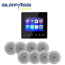 미니 소형 무선 홈 시어터 배경 음악 Amplificador Pared HD 터치 스크린 앰프 4.5 인치 Coxial 천장 스피커, 01 black