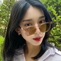 멜라크메 남자 여자 라운드 스퀘어 뿔테 투명베이지 패션 선글라스