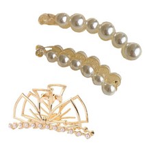 SMJ 진주 바나나핀 리본 헤어집게핀 3종