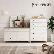 장인가구 미호 서랍장세트(5단+3단 와이드) 착불, 오크화이트