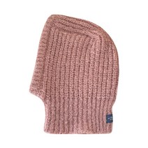 MDIV 여성 바라클라바 울 니트 후드 워머, 핑크