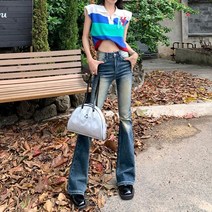 Zomry y2k 새로운 패션 미국 여성 스트레치 청바지 플레어 와이드 레그 루즈 편안한 바지 개별화 된 미백 표백
