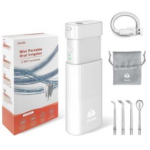 Caredite 치아용 전문가용 워터 플로서 휴대용 140ML 여행용 사이즈 컨테이너 치아 클리너 픽 3가지 청소 모드 IPX7 방수 그린 USA 미국, White