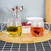 항아리 내열유리 머그 1+1 (600ml 450ml) 손잡이유리컵 홈카페 유리잔, 450ml(1+1)