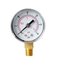 매니폴드 게이지 압력 게이지 매니폴드 압력계 40mm 면압 18 bspt 하단 마운트 153060.100160 200 300psi 암페어 공기 가스 물 연료 액체용 바., 30psi, 1개