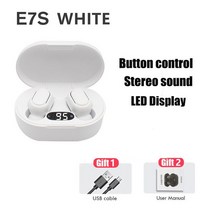 E7S pro 무선 헤드폰 5.0 블루투스 이어폰 HIFI 무손실 사운드 헤드셋 xiaomi lenovo 전화 용 스포츠 미니 TWS 이어 버드 샤오미 레노버 폰용 무선 헤드폰 이, White Earbuds