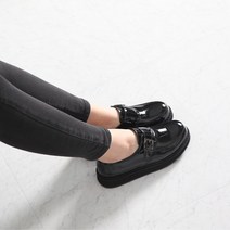 둥근코 에나멜 로퍼 여성 버클로퍼 통굽로퍼