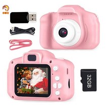 크리스마스 어린이 생일 선물 키즈 미니 디지털 카메라  32GB SD카드, 그린