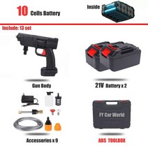 100Bar 무선 고압 세차 건 30000mAh 거품 발생기 물총 스프레이 클리너 마끼다 세차기, 해외배송, 유형 8