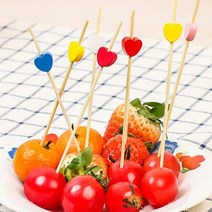 하트모양 데코픽 이쑤시개 과일꽂이 대나무픽 100개세트 (12cm)