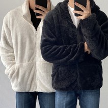 데일트 남자 부드러운 오버핏 커플 양털 후리스 후드집업 3컬러