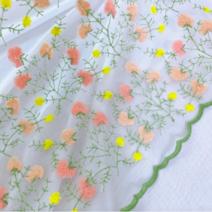 요고조고 패브릭 수채화 면 패브릭 인테리어 커튼, 검정-핑크