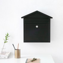 잠금기능 벽걸이 철제우편함 우편물수취함 디자인, 라이트그레이