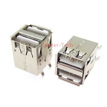 수직 듀얼 USB 2.0 잭 암 180 도 커넥터 블랙/화이트 바디 8 핀 DIP 충전 소켓 5 개