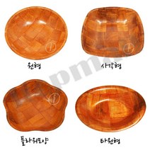 압축 팝콘볼 소 중 원형 사각 플라워 타원 형 팝콘 간식 그릇 나무 과자 티밥 안주 접시 볼, ( 중 원형 ), 1개