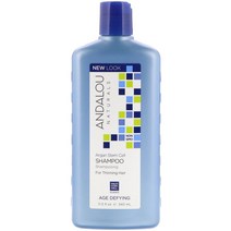 Andalou 내츄럴 샴푸 안티에이징 얇은 모발용 아르간 줄기세포 340ml(11.5floz), One Color, One Size, 340ml