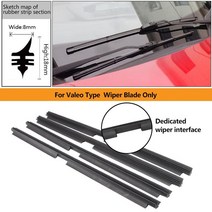 Kosoo 1Pcs 자동차 차량용 차량 삽입 valeo 빔 와이퍼 블레이드 전용 천연 고무 (리필) 8mm 14 ;16; 17 19