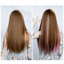 여자가발 여자 일자 포인트 컬러 헤어피스 붙임머리 부분 가발, 색상:스모크블루, 단품