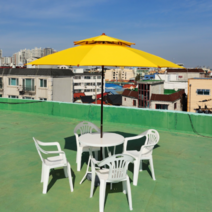 국산 이단파라솔 야외파라솔 이케아파라솔 감성파라솔 접이식파라솔 각도조절 꺾임파라솔 카페 테라스파라솔, 우드, 청색