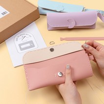 고급 가죽 코튼캔디 필통 만들기 파우치 공예 재료, 핑크